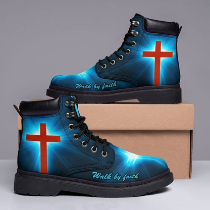 Christian Shoes, Christian Boots, God Walk By Faith Print Boots, Jesus Shoes, Jesus Boots
