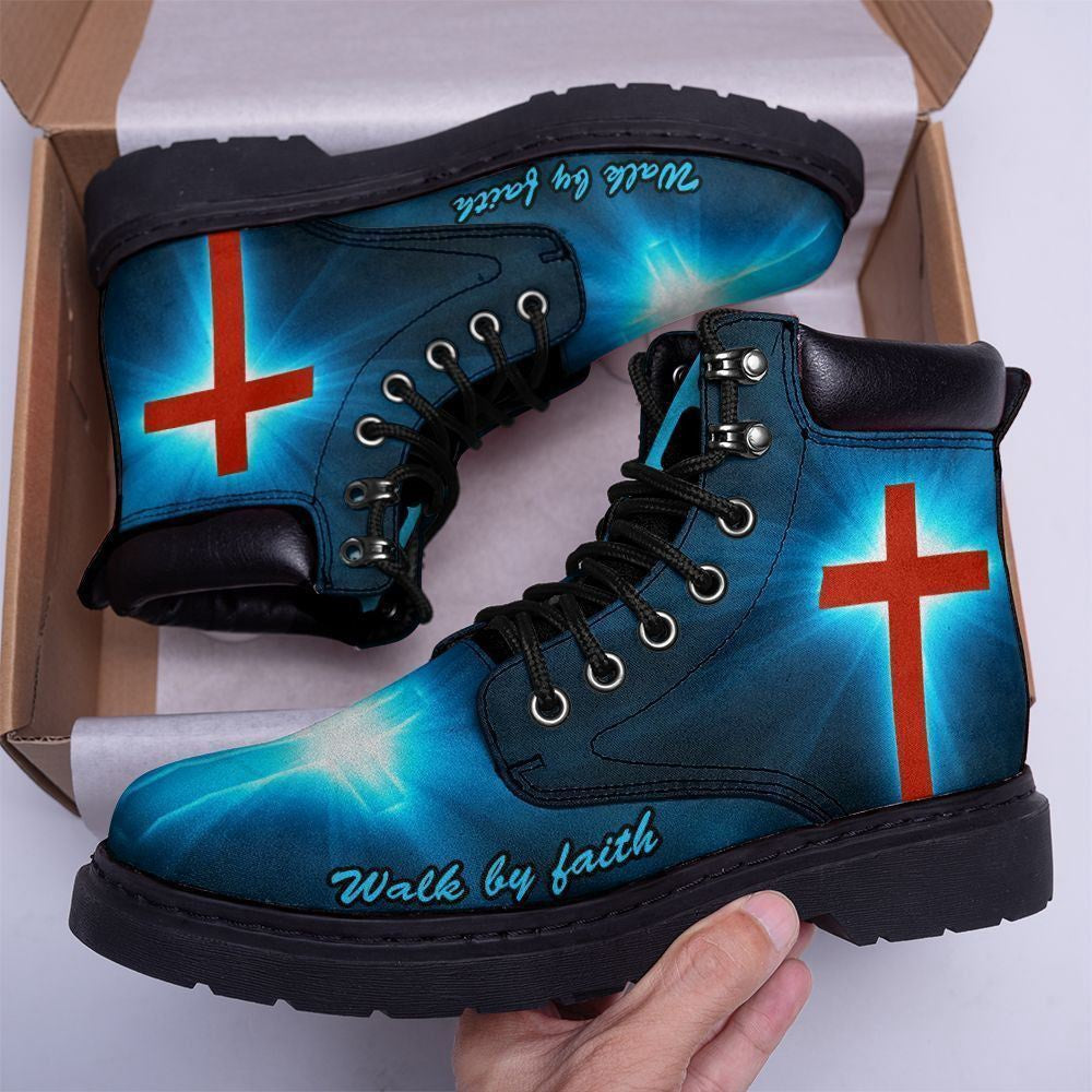 Christian Shoes, Christian Boots, God Walk By Faith Print Boots, Jesus Shoes, Jesus Boots
