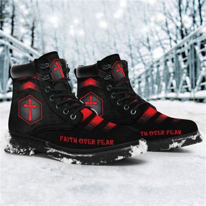 Christian Shoes, Christian Boots, Jesus Faith Over Fear Printed Boots, Jesus Shoes, Jesus Boots