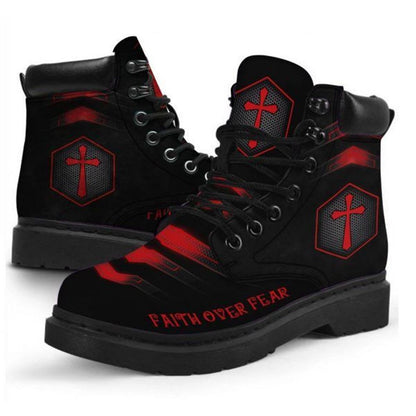 Christian Shoes, Christian Boots, Jesus Faith Over Fear Printed Boots, Jesus Shoes, Jesus Boots