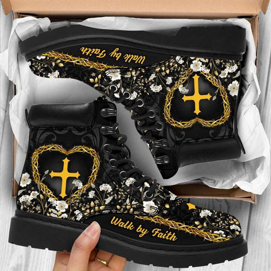 Christian Shoes, Christian Boots, Jesus Walk By Faith Printed Boots, Jesus Christ Shoes, Jesus Shoes, Jesus Boots