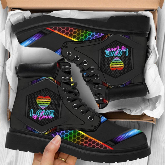 Christian Shoes, Christian Boots, LGBT Love Is Love Hexagon Season Boots, Jesus Shoes, Jesus Boots
