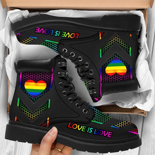 Christian Shoes, Christian Boots, LGBT Love Is Love Printed Boots, Jesus Shoes, Jesus Boots