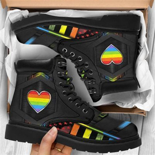 Christian Shoes, Christian Boots, LGBT Rainbow Heart Boots, Jesus Shoes, Jesus Boots