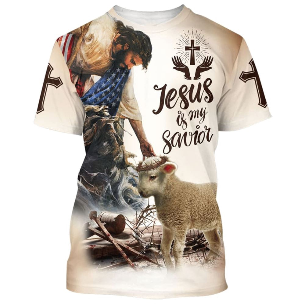 Christian T Shirt, Crucified Christ And Lamb 3D T-Shirt, Religious Shirts