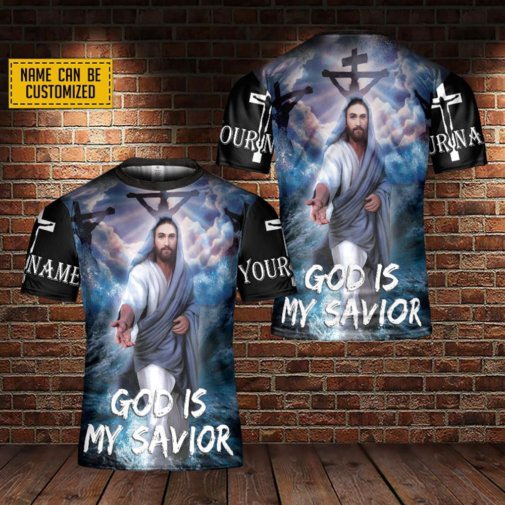 Christian T Shirt, Custom God Is My Savior Take My Hand Jesus Christ Catholic 3D T-Shirt, Religious Shirts