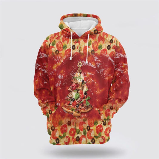 Christmas 3D Hoodie, All I Want for Christmas is Pizza All Over Print 3D Hoodie