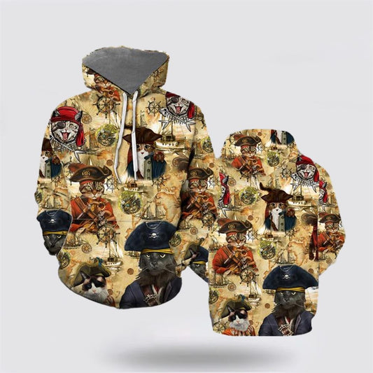 Christmas 3D Hoodie, Amazing Pirate Cat All Over Print 3D Hoodie