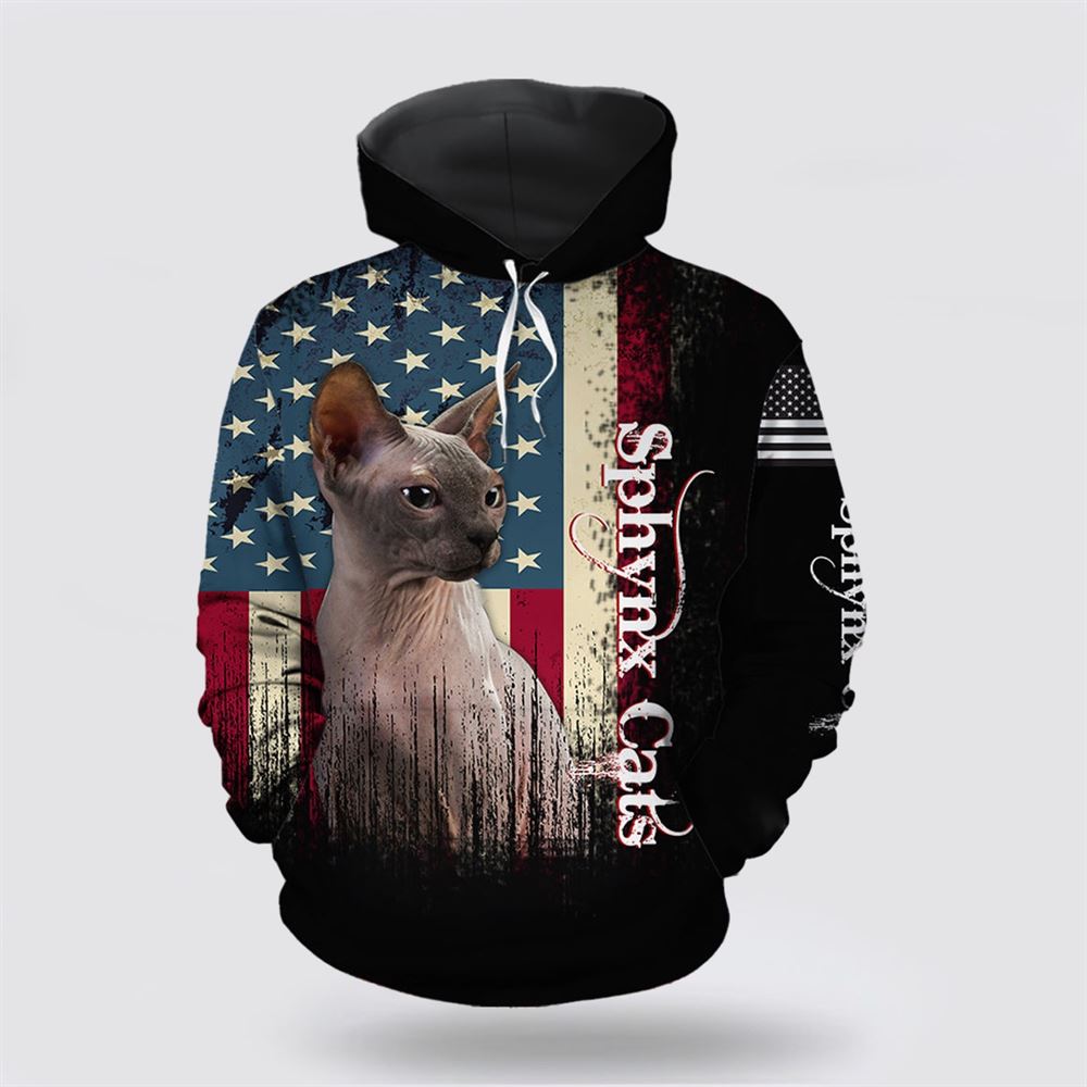 Christmas 3D Hoodie, American Sphynx Cat All Over Print 3D Hoodie