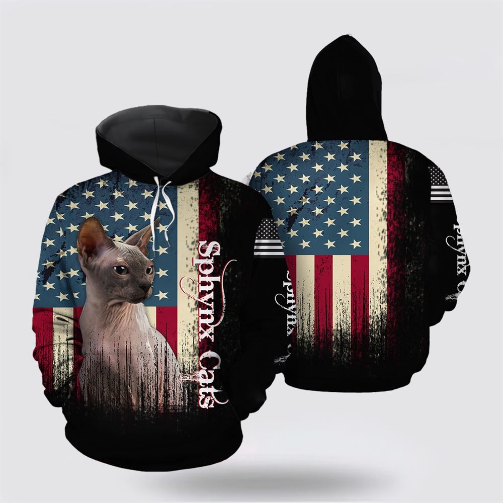 Christmas 3D Hoodie, American Sphynx Cat All Over Print 3D Hoodie