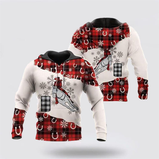 Christmas 3D Hoodie, Barrel Racing Christmas All Over Print 3D Hoodie