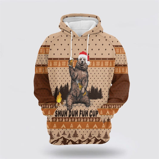 Christmas 3D Hoodie, Bear Camping All Over Print 3D Hoodie