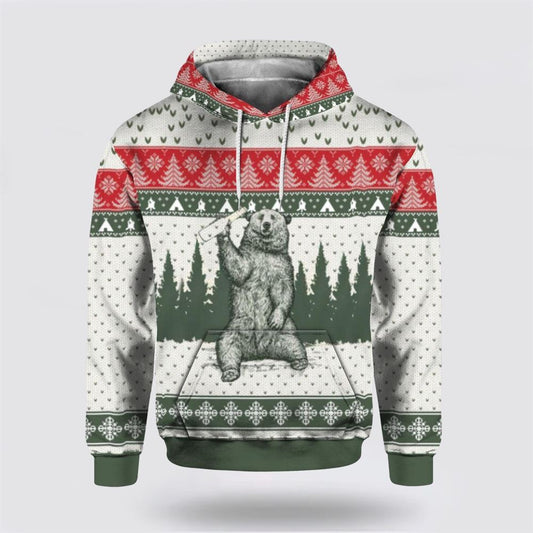 Christmas 3D Hoodie, Bear I Hate People Ugly Christmas All Over Print 3D Hoodie