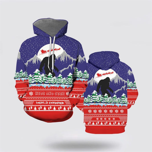 Christmas 3D Hoodie, Big Foot Christmas All Over Print 3D Hoodie