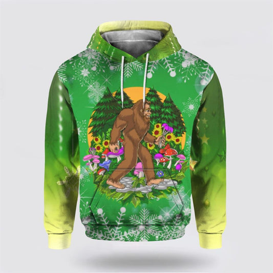Christmas 3D Hoodie, Bigfoot Hide And Seek Christmas All Over Print 3D Hoodie