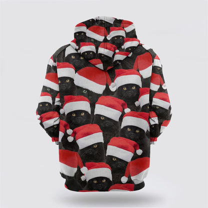 Christmas 3D Hoodie, Black Cat Christmas Group All Over Print 3D Hoodie