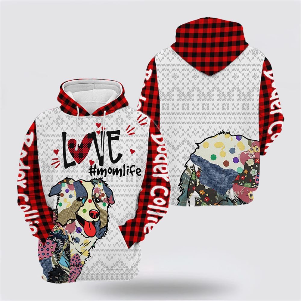 Christmas 3D Hoodie, Boder Collie Dog Love Mom Life Christmas All Over Print 3D Hoodie