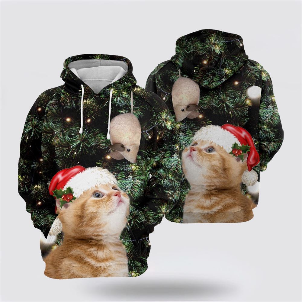 Christmas 3D Hoodie, Cat Christmas All Over Print 3D Hoodie