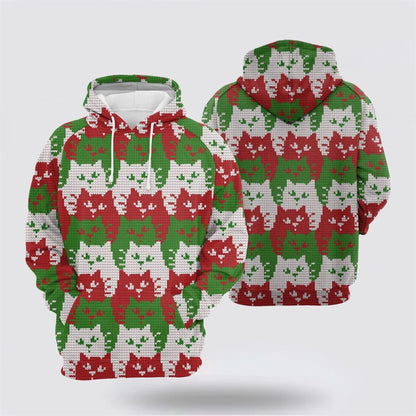 Christmas 3D Hoodie, Cat Color Christmas All Over Print 3D Hoodie