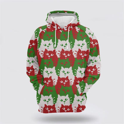 Christmas 3D Hoodie, Cat Color Christmas All Over Print 3D Hoodie