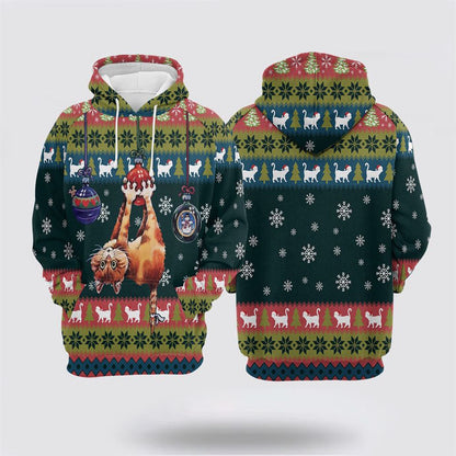 Christmas 3D Hoodie, Cat Hanging On Christmas Tree All Over Print 3D Hoodie