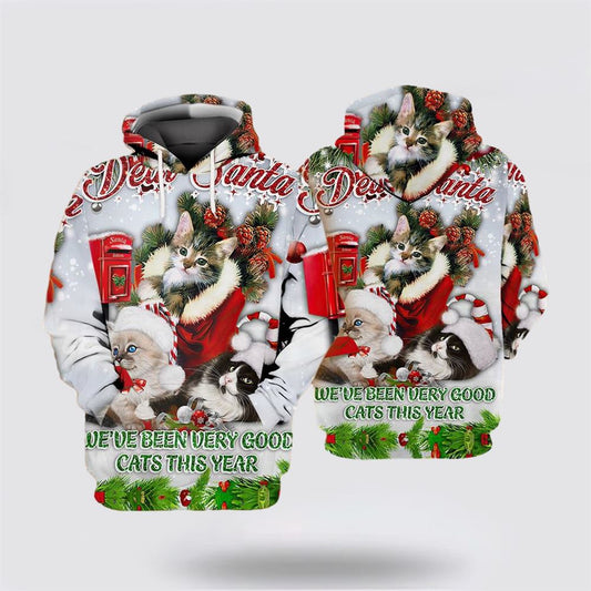 Christmas 3D Hoodie, Cat Merry Christmas All Over Print 3D Hoodie