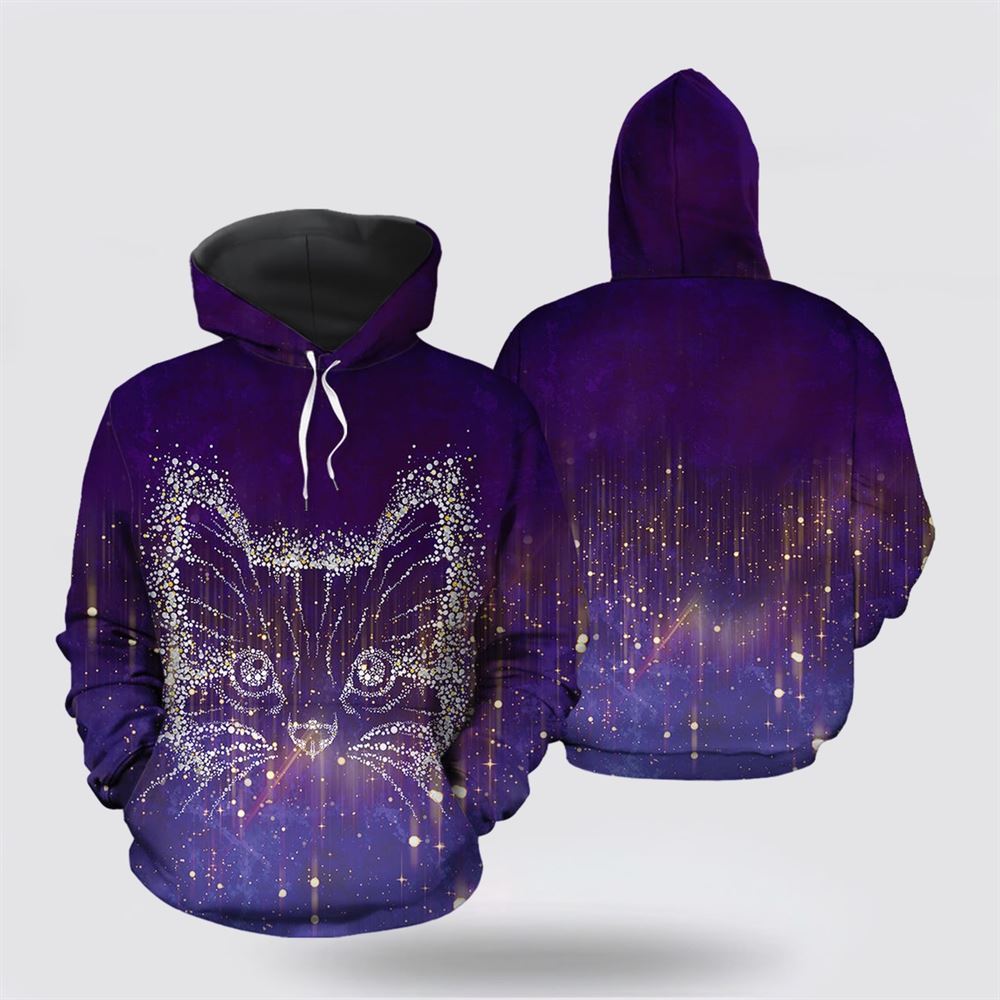 Christmas 3D Hoodie, Cat Snowflake All Over Print 3D Hoodie