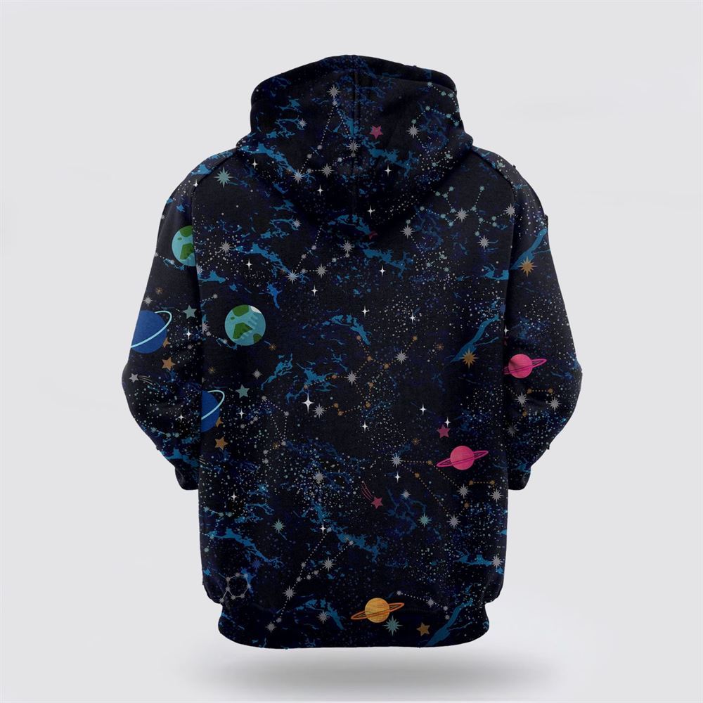 Christmas 3D Hoodie, Cat Space All Over Print 3D Hoodie