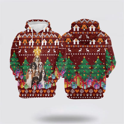 Christmas 3D Hoodie, Cavalier King Charles Spaniel Christmas Tree All Over Print 3D Hoodie