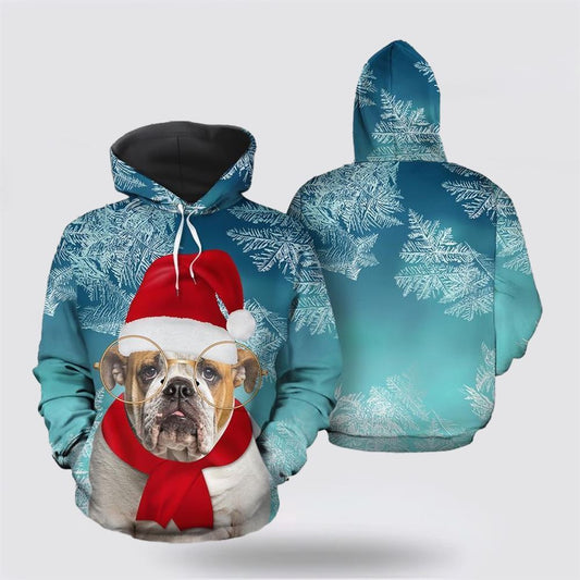 Christmas 3D Hoodie, Christmas Bulldog Awesome All Over Print 3D Hoodie