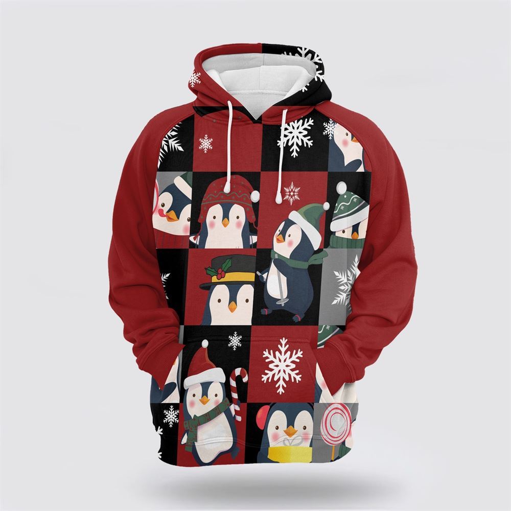 Christmas 3D Hoodie, Cute Penguin Christmas All Over Print 3D Hoodie