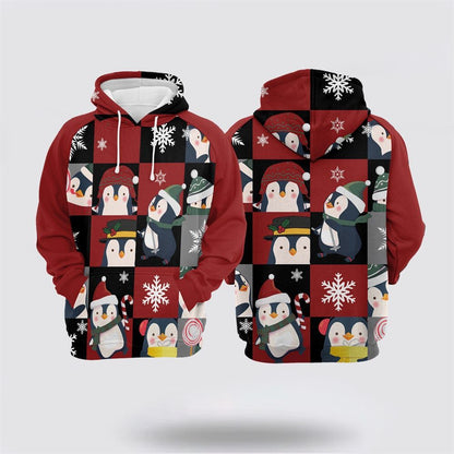 Christmas 3D Hoodie, Cute Penguin Christmas All Over Print 3D Hoodie