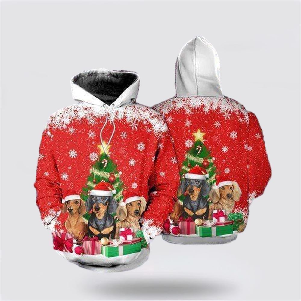 Christmas 3D Hoodie, Dachshund Dog Christmas All Over Print 3D Hoodie