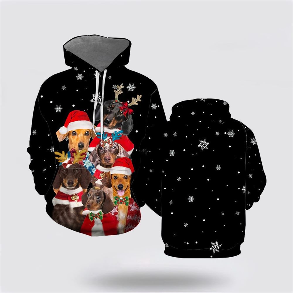 Christmas 3D Hoodie, Dachshund Dog Merry Christmas All Over Print 3D Hoodie