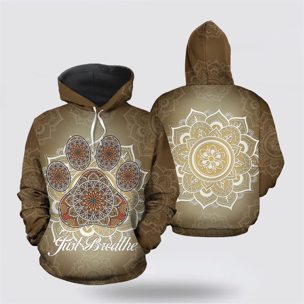 Christmas 3D Hoodie, Dog Paw Mandala All Over Print 3D Hoodie