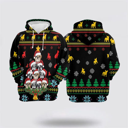 Christmas 3D Hoodie, French Bulldog Christmas Tree All Over Print 3D Hoodie