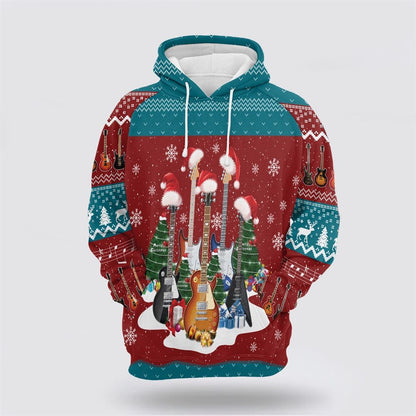 Christmas 3D Hoodie, Guitar Christmas All Over Print 3D Hoodie