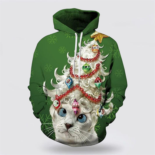 Christmas 3D Hoodie, Lady Cat Christmas All Over Print 3D Hoodie