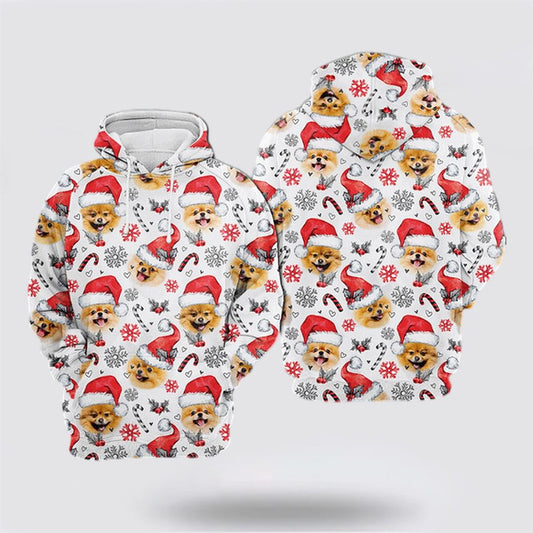 Christmas 3D Hoodie, Pomeranian Dog Christmas Decor All Over Print 3D Hoodie