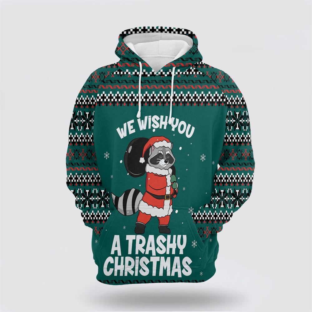 Christmas 3D Hoodie, Raccoon Trashy Christmas All Over Print 3D Hoodie