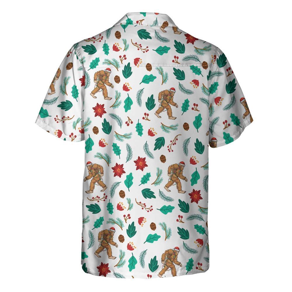 Christmas Bigfoot Sasquatch Pattern Hawaiian Shirt, Xmas Hawaiian Shirts