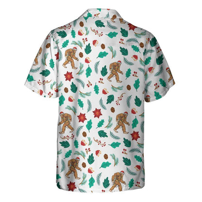 Christmas Bigfoot Sasquatch Pattern Hawaiian Shirt, Xmas Hawaiian Shirts