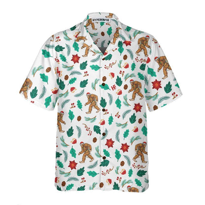 Christmas Bigfoot Sasquatch Pattern Hawaiian Shirt, Xmas Hawaiian Shirts