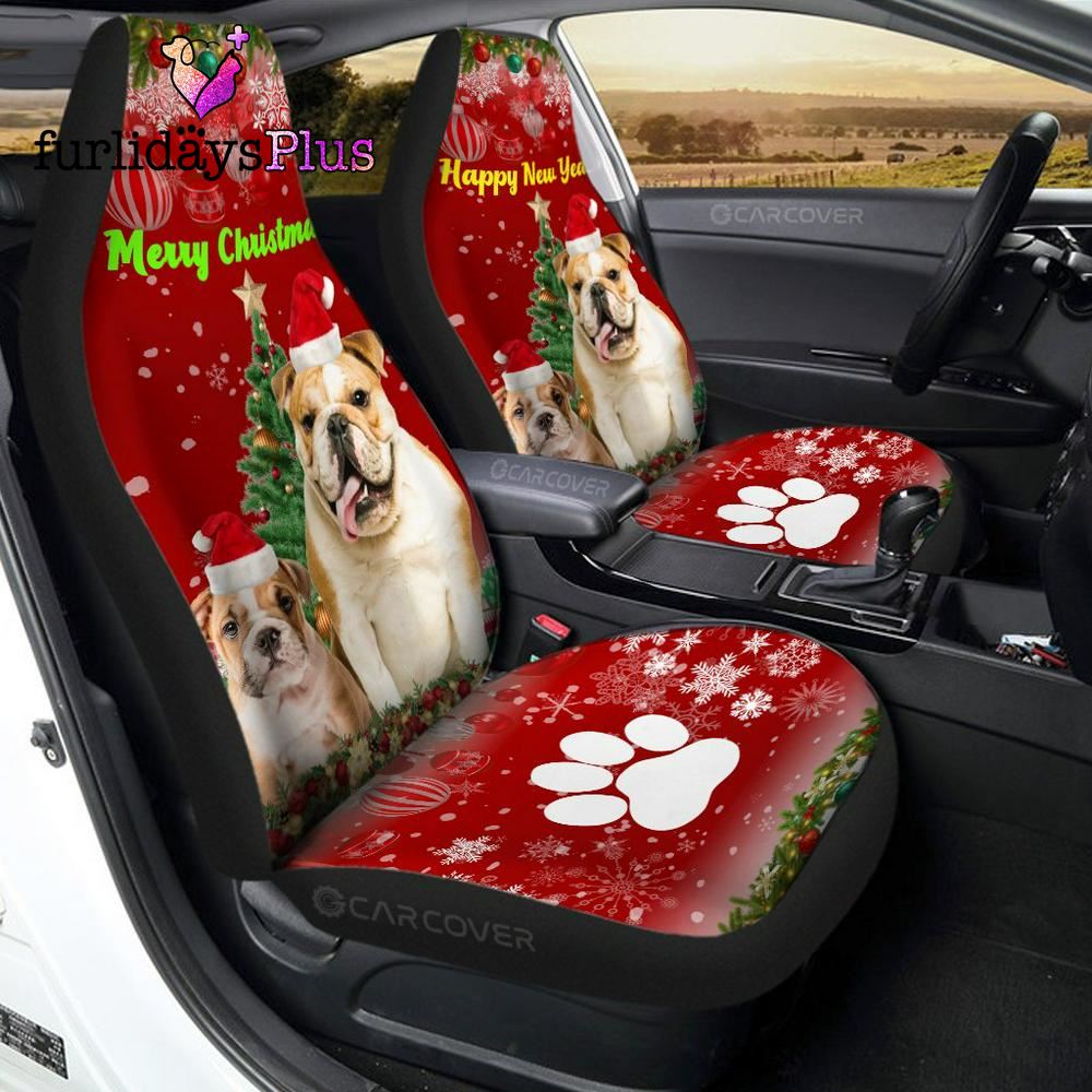 Christmas Car Seat Covers, Christmas Bulldogs Car Seat Covers Custom Car Interior Accessories