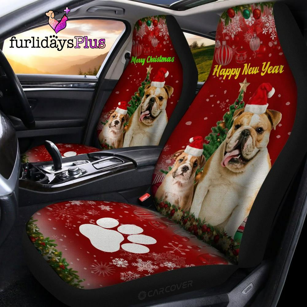 Christmas Car Seat Covers, Christmas Bulldogs Car Seat Covers Custom Car Interior Accessories