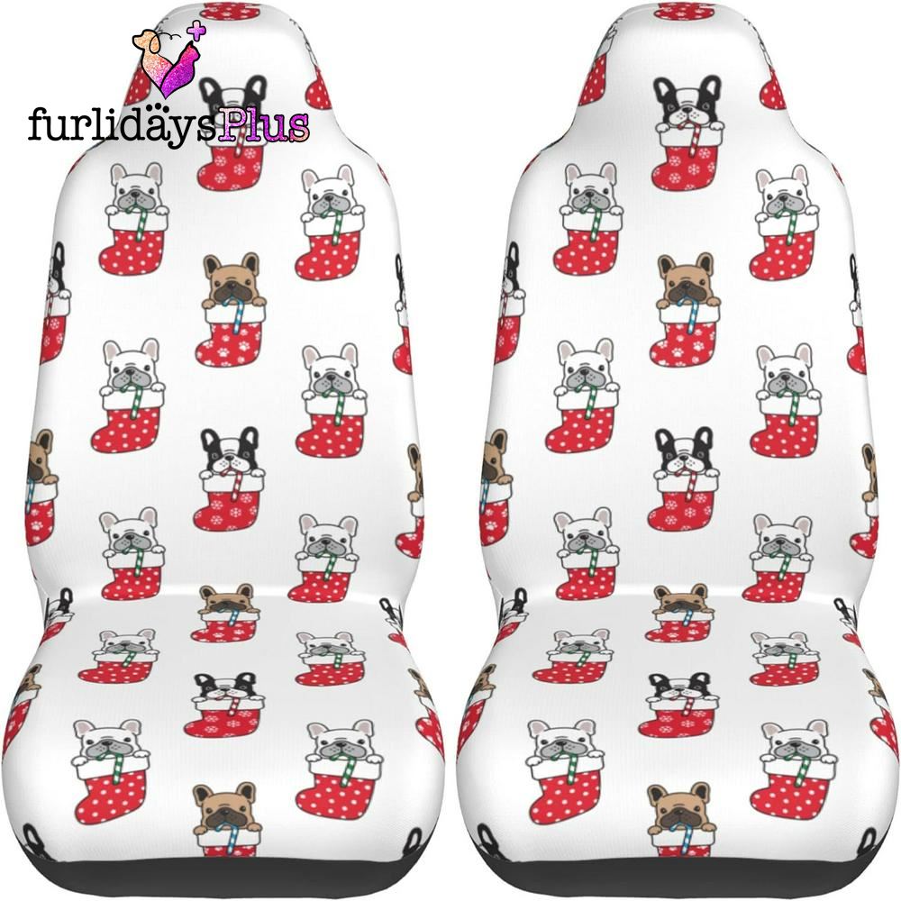 Christmas Car Seat Covers, Christmas Socks Bulldog Car Seat Covers Vehicle Front Seat Covers