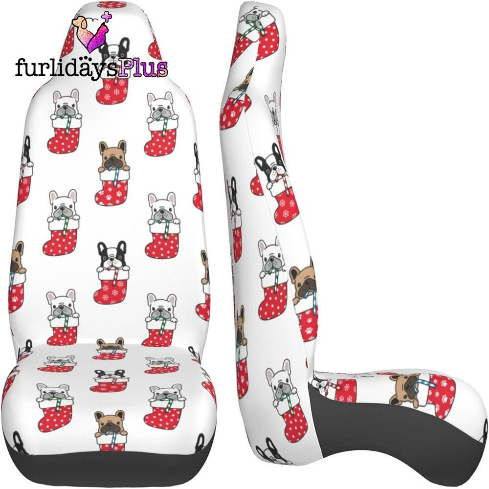 Christmas Car Seat Covers, Christmas Socks Bulldog Car Seat Covers Vehicle Front Seat Covers