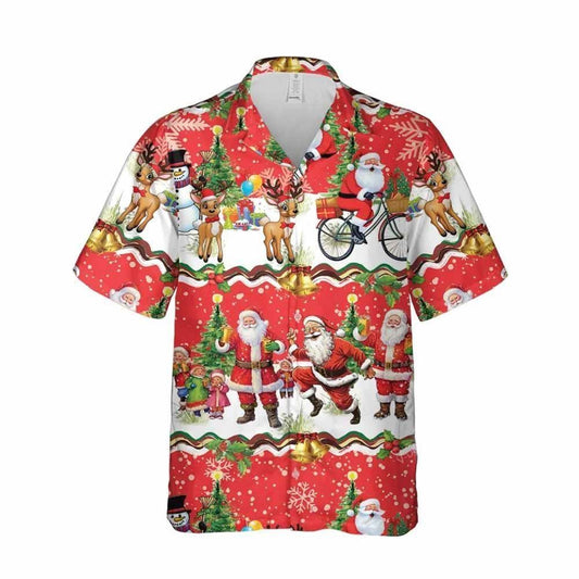Christmas Day Pattern Santa Clause Breathable Wear Hawaiian Shirt, Xmas Hawaiian Shirts