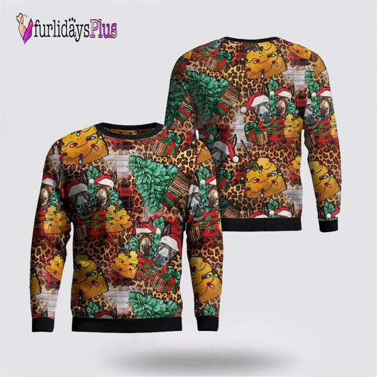 Christmas Donkeys And Hay With Christmas Tree Ugly Christmas Sweater, Christmas Gift, Christmas Winter Fashion, Farmers Sweater