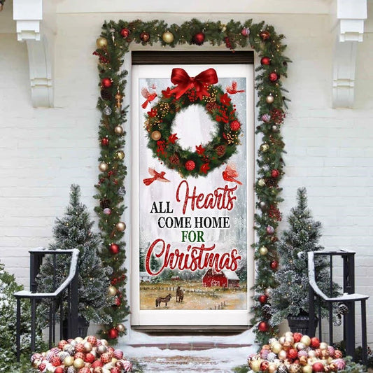 Christmas Door Cover, All Hearts Come Home For Christmas Door Cover, Christmas Door Cover, Xmas Door Covers